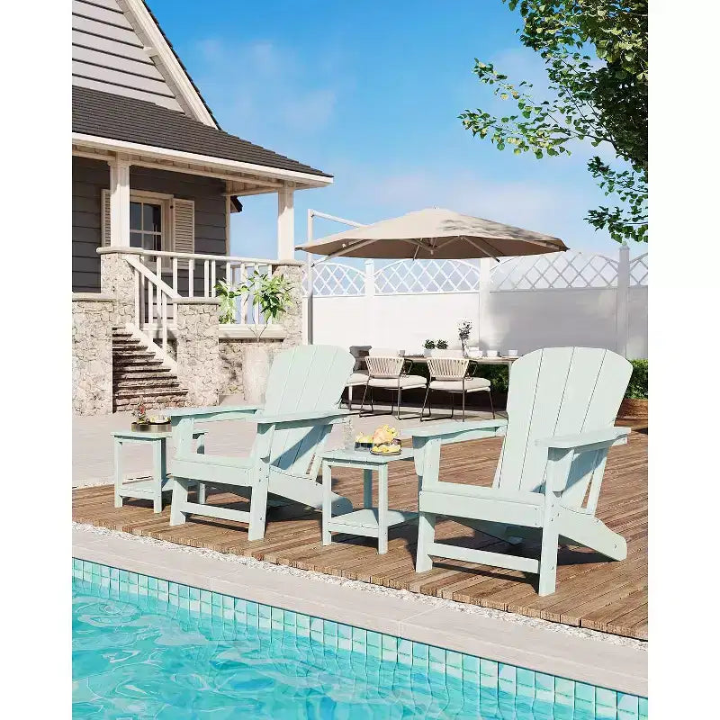 Set di 2 sedie Adirondack in HDPE - Sedie da esterno resistenti alle intemperie per patio/prato (capacità 170 kg, nessun montaggio richiesto)