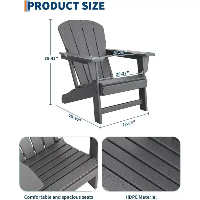 Set di 2 sedie Adirondack in HDPE - Sedie da esterno resistenti alle intemperie per patio/prato (capacità 170 kg, nessun montaggio richiesto)