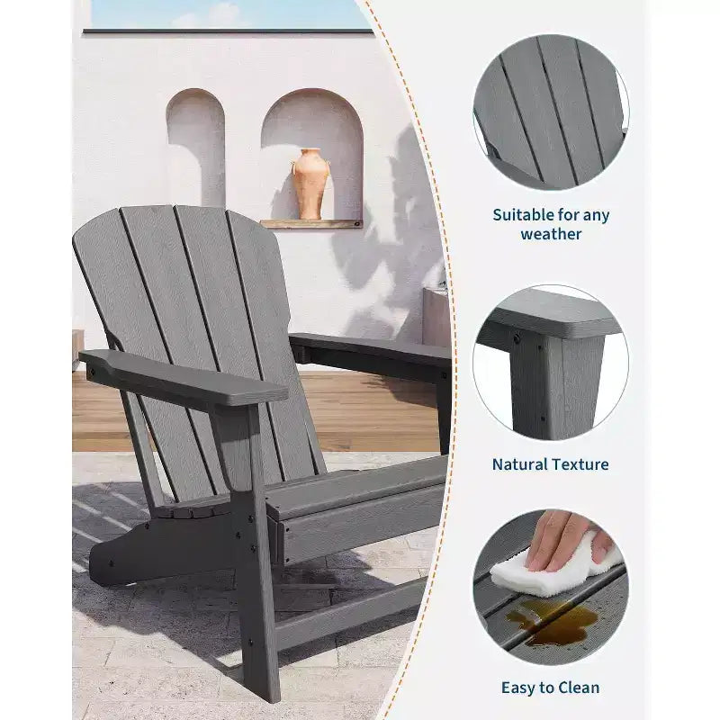Set di 2 sedie Adirondack in HDPE - Sedie da esterno resistenti alle intemperie per patio/prato (capacità 170 kg, nessun montaggio richiesto)