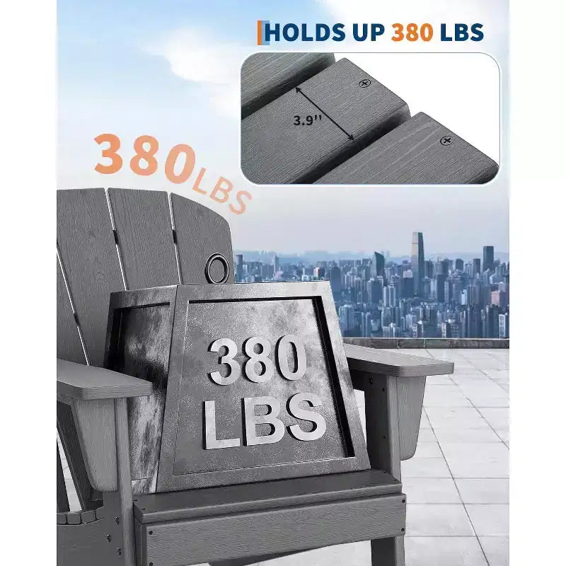 Set di 2 sedie Adirondack in HDPE - Sedie da esterno resistenti alle intemperie per patio/prato (capacità 170 kg, nessun montaggio richiesto)