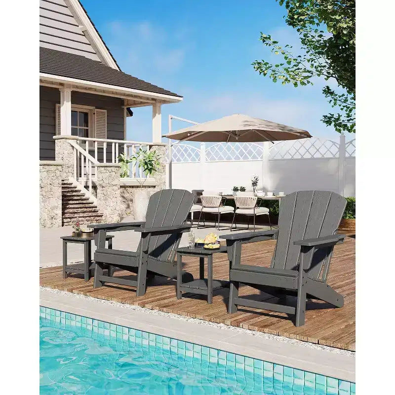 Set di 2 sedie Adirondack in HDPE - Sedie da esterno resistenti alle intemperie per patio/prato (capacità 170 kg, nessun montaggio richiesto)