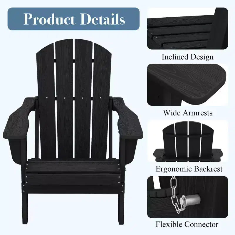 Hyleory Sedia Adirondack Pieghevole in HDPE Sedia a Sdraio da Esterno Resistente alle Intemperie