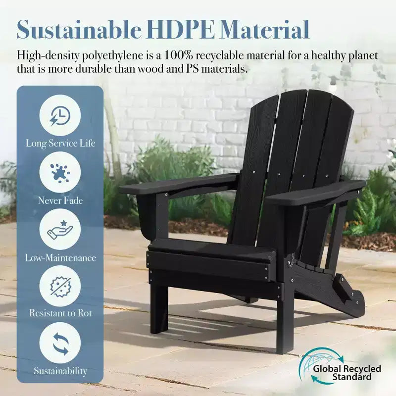 Hyleory Sedia Adirondack Pieghevole in HDPE Sedia a Sdraio da Esterno Resistente alle Intemperie