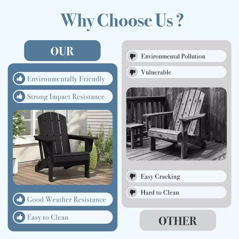 Hyleory Sedia Adirondack Pieghevole in HDPE Sedia a Sdraio da Esterno Resistente alle Intemperie