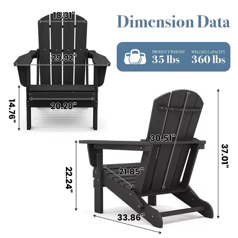 Hyleory Sedia Adirondack Pieghevole in HDPE Sedia a Sdraio da Esterno Resistente alle Intemperie