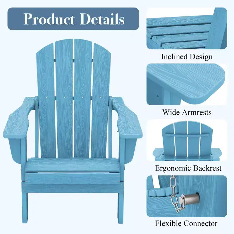 Hyleory Sedia Adirondack Pieghevole in HDPE Sedia a Sdraio da Esterno Resistente alle Intemperie