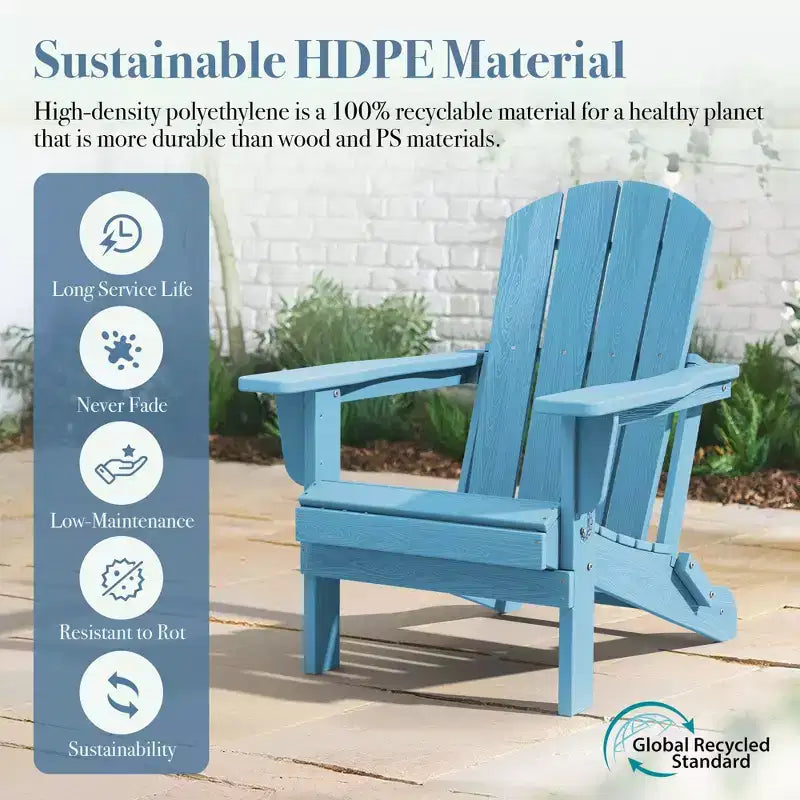 Hyleory Sedia Adirondack Pieghevole in HDPE Sedia a Sdraio da Esterno Resistente alle Intemperie