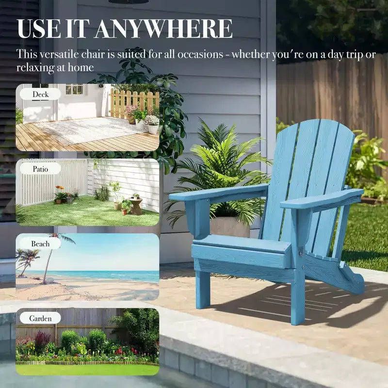 Hyleory Sedia Adirondack Pieghevole in HDPE Sedia a Sdraio da Esterno Resistente alle Intemperie