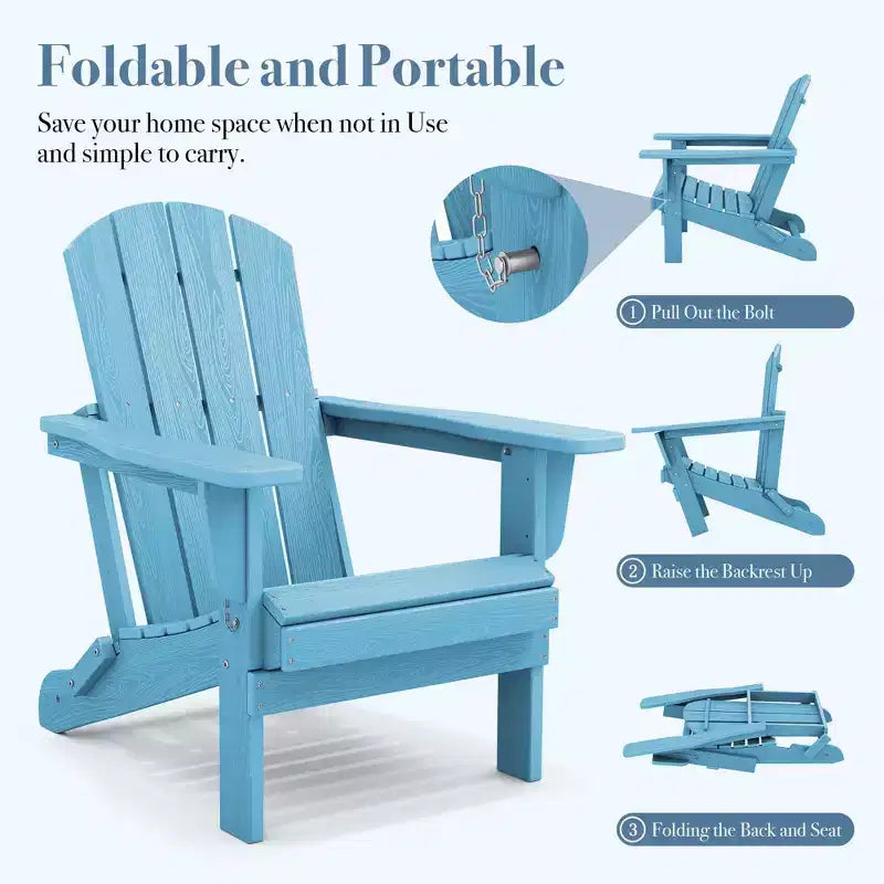 Hyleory Sedia Adirondack Pieghevole in HDPE Sedia a Sdraio da Esterno Resistente alle Intemperie