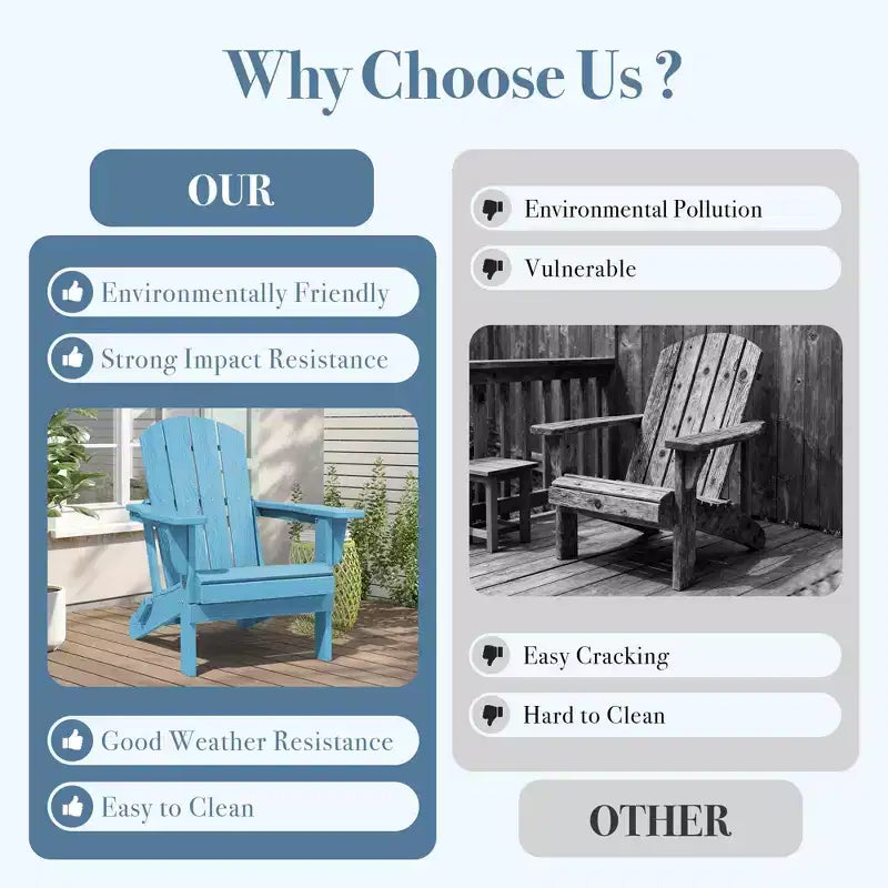 Hyleory Sedia Adirondack Pieghevole in HDPE Sedia a Sdraio da Esterno Resistente alle Intemperie