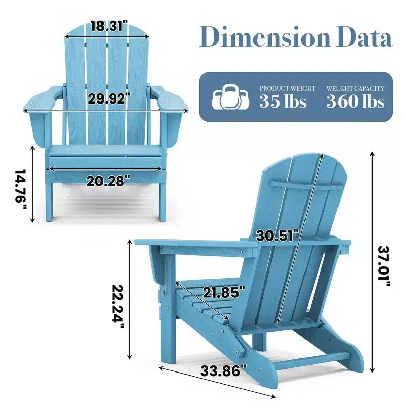 Hyleory Sedia Adirondack Pieghevole in HDPE Sedia a Sdraio da Esterno Resistente alle Intemperie
