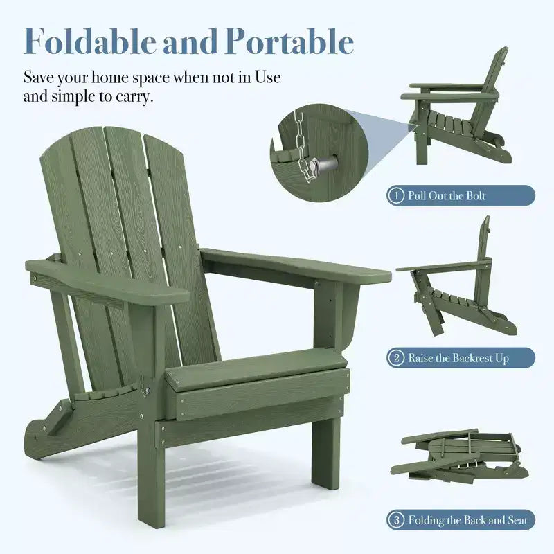 Hyleory Sedia Adirondack Pieghevole in HDPE Sedia a Sdraio da Esterno Resistente alle Intemperie