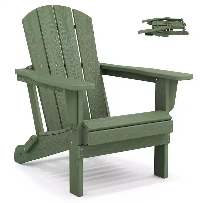 Hyleory HDPE Folding Adirondack Chair  Weather-Resistant Outdoor Lounge Chair
