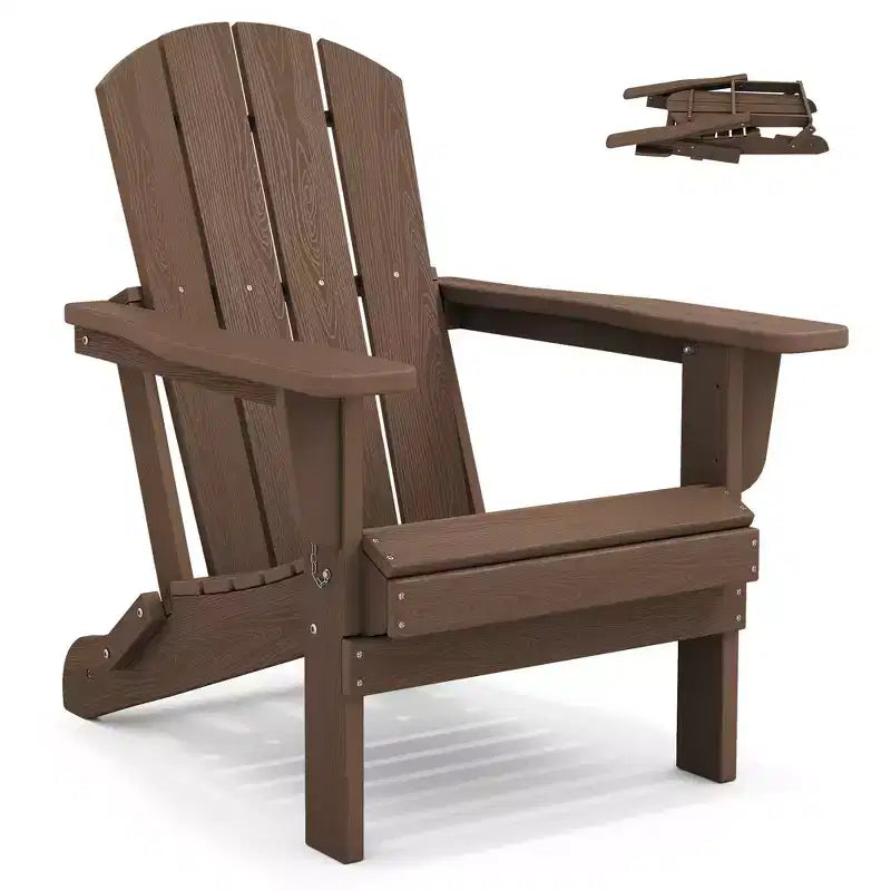 Chaise Adirondack pliante Hyleory en PEHD, résistante aux intempéries, pour l'extérieur