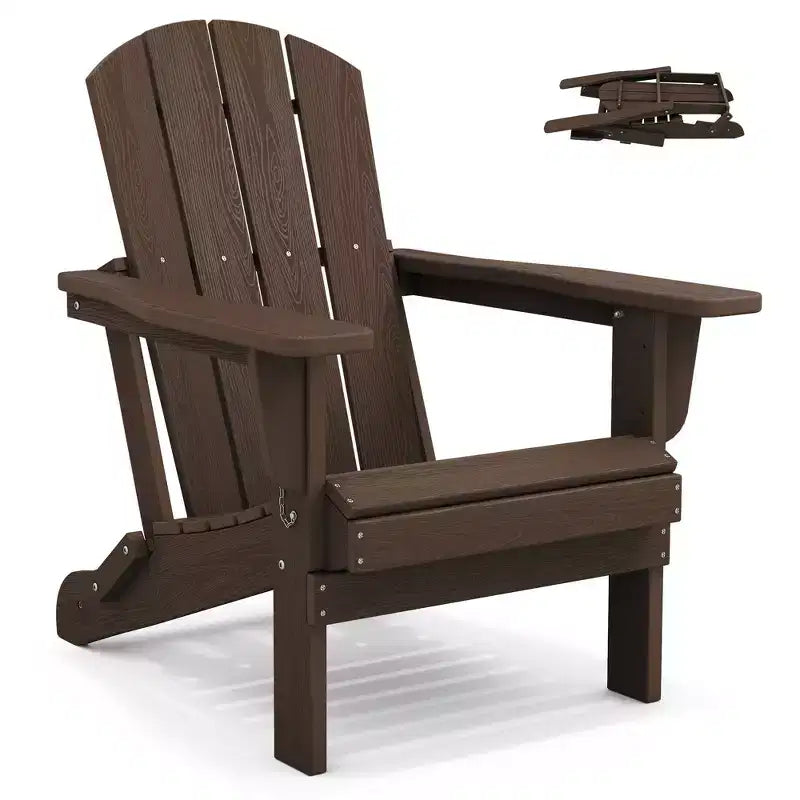 Chaise Adirondack pliante Hyleory en PEHD, résistante aux intempéries, pour l'extérieur