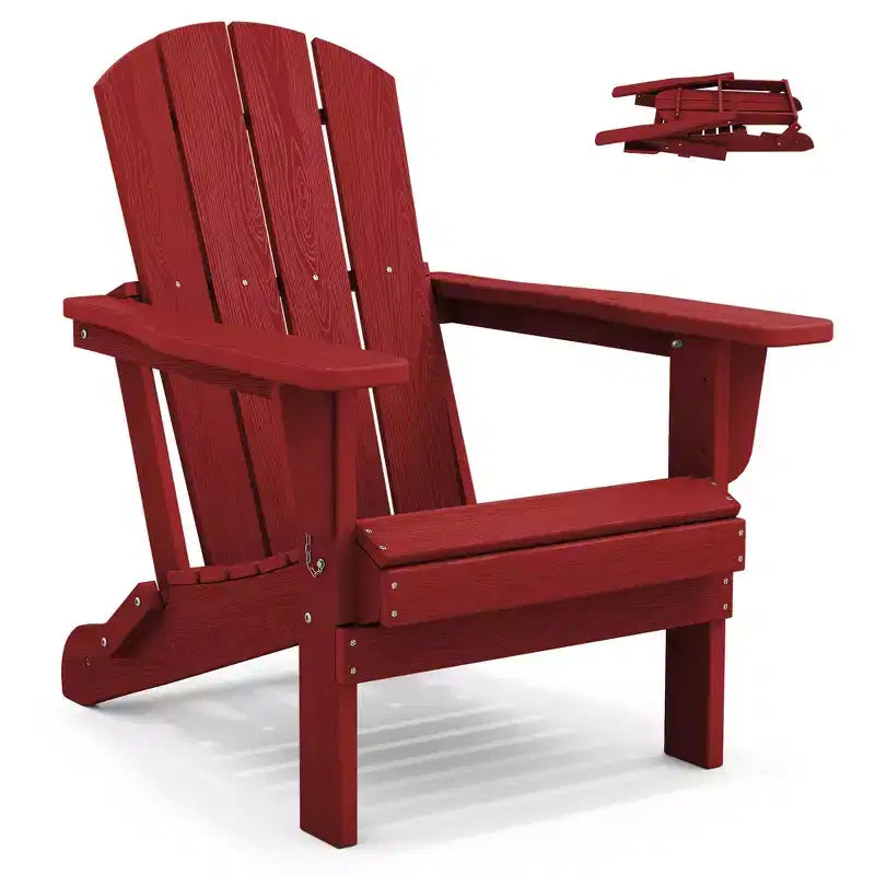 Chaise Adirondack pliante Hyleory en PEHD, résistante aux intempéries, pour l'extérieur