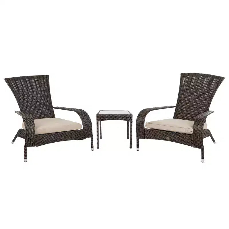 Balkene Home 62966 Coconino Wicker Conversation Set Lightweight & Durable Adirondack Style Chairs All Weather Wicker Includes Khaki Cushions - Mocha