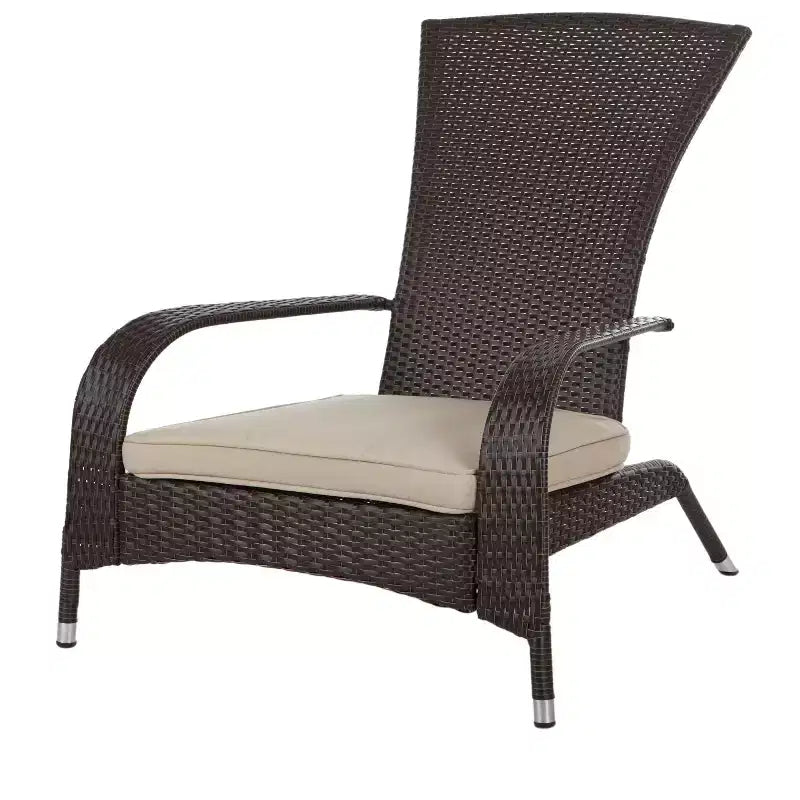 Balkene Home 62966 Coconino, set conversazione in vimini, leggero e durevole, sedie in stile Adirondack, vimini per tutte le stagioni, include cuscini color kaki - Mocha