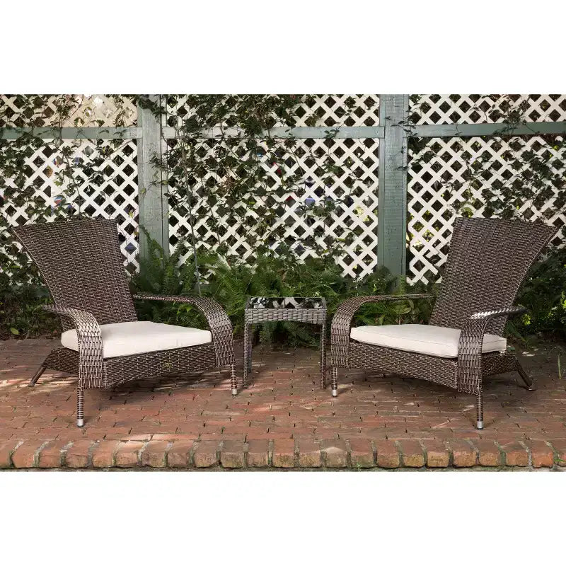 Balkene Home 62966 Coconino, set conversazione in vimini, leggero e durevole, sedie in stile Adirondack, vimini per tutte le stagioni, include cuscini color kaki - Mocha