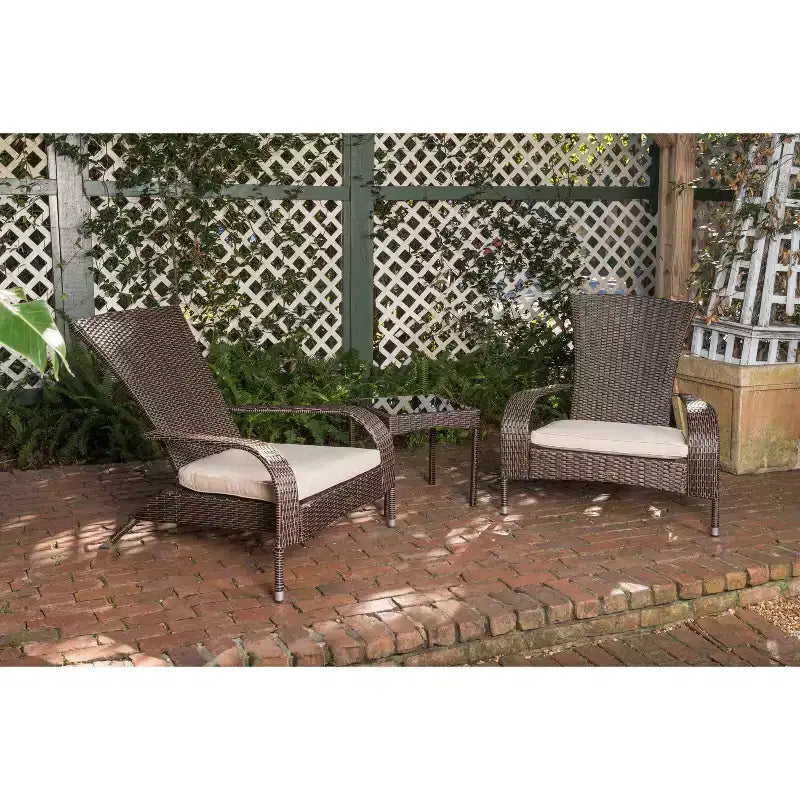Balkene Home 62966 Coconino, set conversazione in vimini, leggero e durevole, sedie in stile Adirondack, vimini per tutte le stagioni, include cuscini color kaki - Mocha