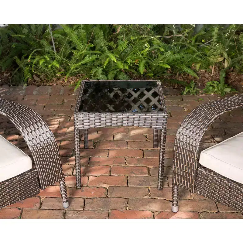 Balkene Home 62966 Coconino, set conversazione in vimini, leggero e durevole, sedie in stile Adirondack, vimini per tutte le stagioni, include cuscini color kaki - Mocha