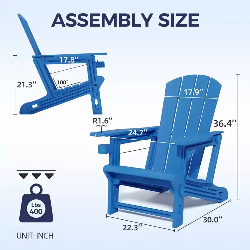 NAYSAYE Set da 4 Pezzi con Sedia a Sdraio Pieghevole Adirondack con Portabicchieri, Capacità 180 kg, per Giardino o Patio, 56,6 x 76,2 x 92,5 cm