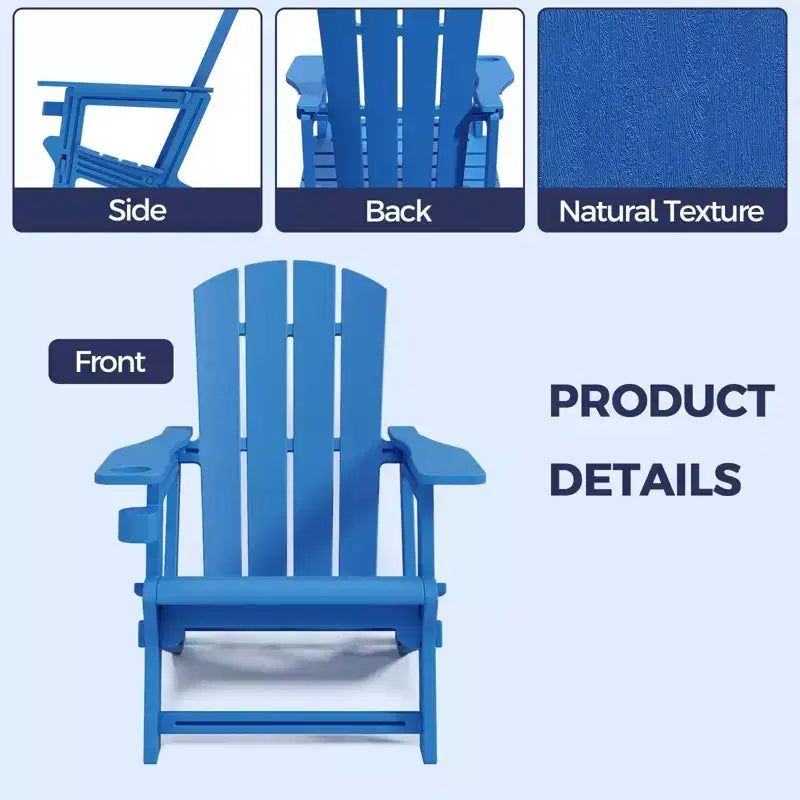 NAYSAYE Set da 4 Pezzi con Sedia a Sdraio Pieghevole Adirondack con Portabicchieri, Capacità 180 kg, per Giardino o Patio, 56,6 x 76,2 x 92,5 cm