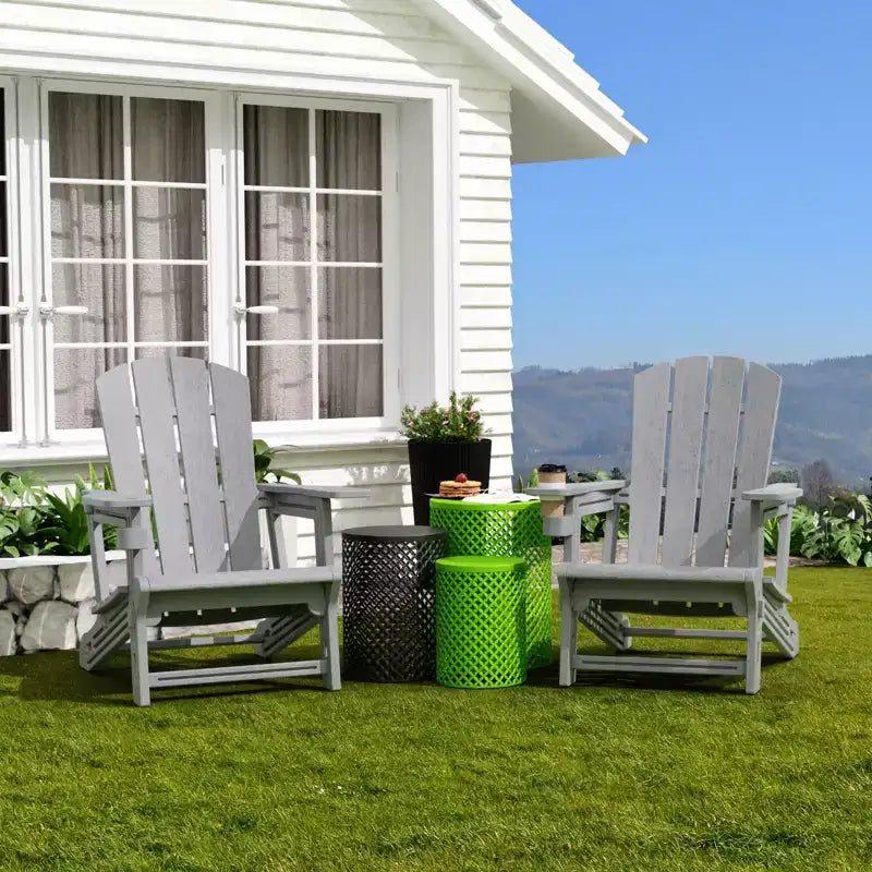 NAYSAYE Set da 4 Pezzi con Sedia a Sdraio Pieghevole Adirondack con Portabicchieri, Capacità 180 kg, per Giardino o Patio, 56,6 x 76,2 x 92,5 cm