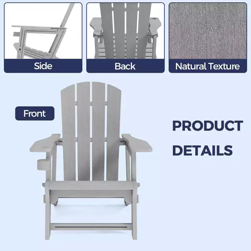NAYSAYE Set da 4 Pezzi con Sedia a Sdraio Pieghevole Adirondack con Portabicchieri, Capacità 180 kg, per Giardino o Patio, 56,6 x 76,2 x 92,5 cm