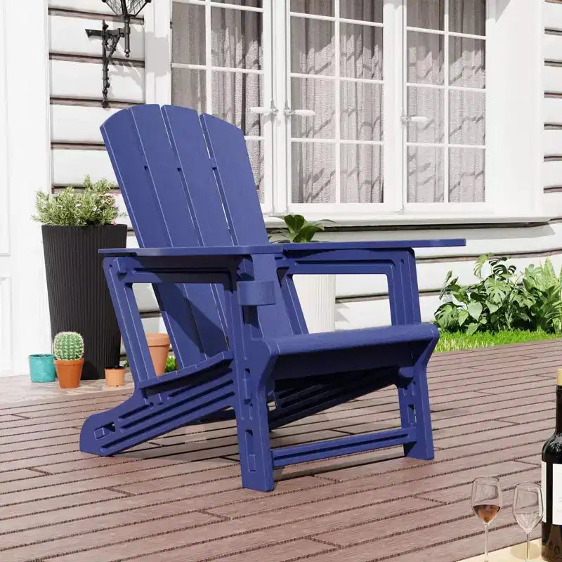 NAYSAYE Set da 4 Pezzi con Sedia a Sdraio Pieghevole Adirondack con Portabicchieri, Capacità 180 kg, per Giardino o Patio, 56,6 x 76,2 x 92,5 cm