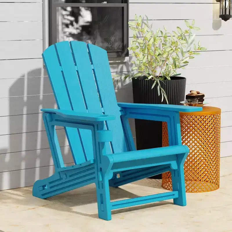 NAYSAYE Set da 4 Pezzi con Sedia a Sdraio Pieghevole Adirondack con Portabicchieri, Capacità 180 kg, per Giardino o Patio, 56,6 x 76,2 x 92,5 cm