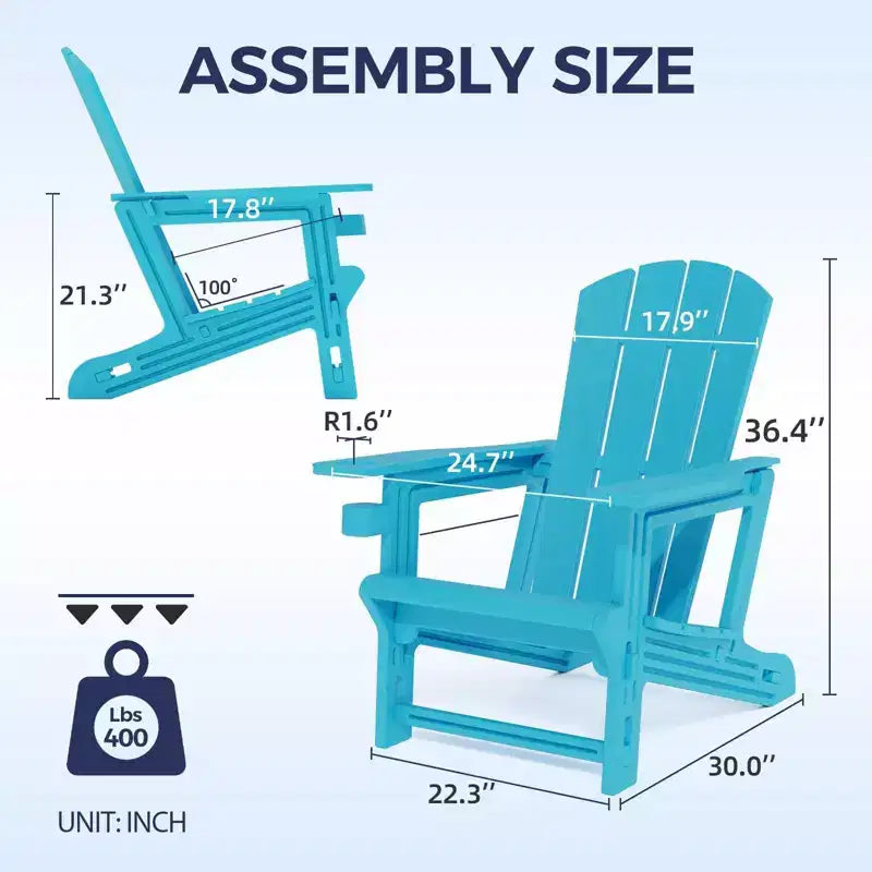 NAYSAYE Set da 4 Pezzi con Sedia a Sdraio Pieghevole Adirondack con Portabicchieri, Capacità 180 kg, per Giardino o Patio, 56,6 x 76,2 x 92,5 cm