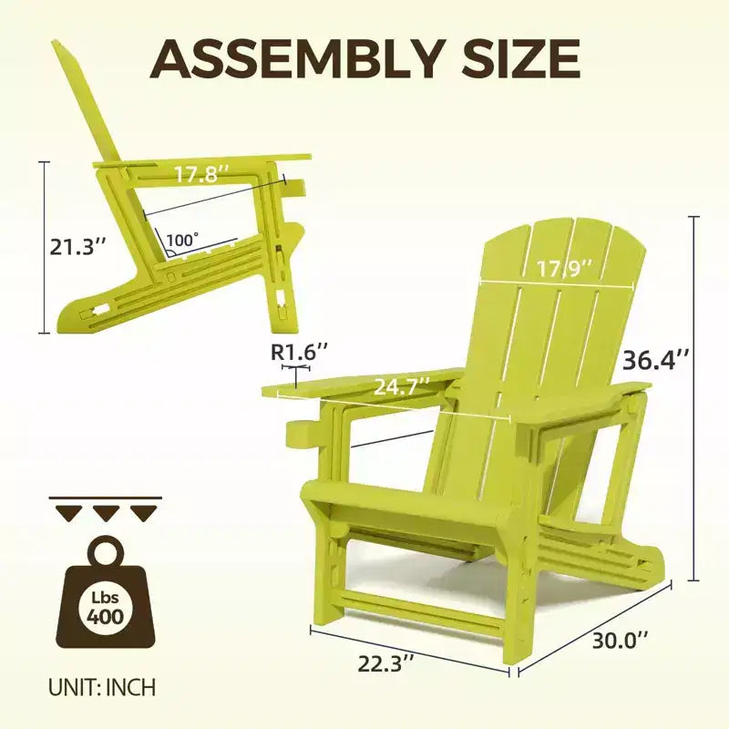 NAYSAYE Set da 4 Pezzi con Sedia a Sdraio Pieghevole Adirondack con Portabicchieri, Capacità 180 kg, per Giardino o Patio, 56,6 x 76,2 x 92,5 cm