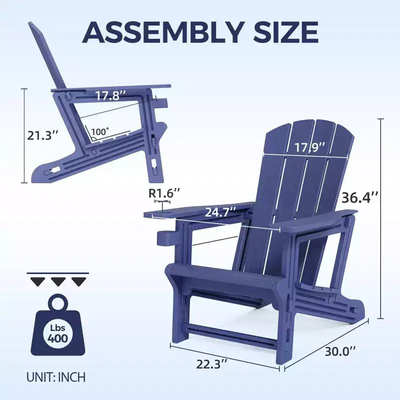 NAYSAYE Set da 4 Pezzi con Sedia a Sdraio Pieghevole Adirondack con Portabicchieri, Capacità 180 kg, per Giardino o Patio, 56,6 x 76,2 x 92,5 cm