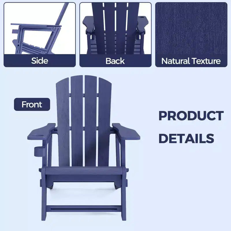 NAYSAYE Set da 4 Pezzi con Sedia a Sdraio Pieghevole Adirondack con Portabicchieri, Capacità 180 kg, per Giardino o Patio, 56,6 x 76,2 x 92,5 cm