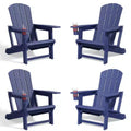 NAYSAYE Set da 4 Pezzi con Sedia a Sdraio Pieghevole Adirondack con Portabicchieri, Capacità 180 kg, per Giardino o Patio, 56,6 x 76,2 x 92,5 cm