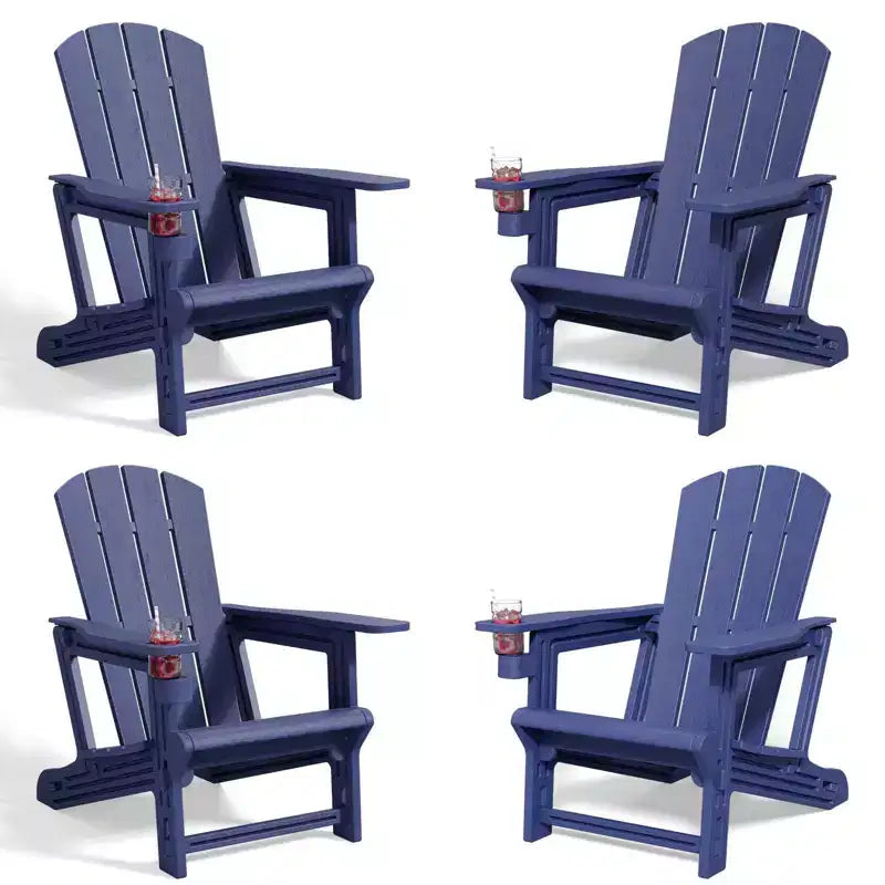 NAYSAYE Set da 4 Pezzi con Sedia a Sdraio Pieghevole Adirondack con Portabicchieri, Capacità 180 kg, per Giardino o Patio, 56,6 x 76,2 x 92,5 cm