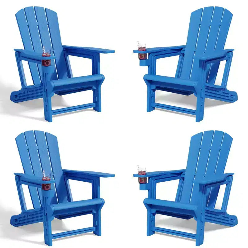 NAYSAYE Set da 4 Pezzi con Sedia a Sdraio Pieghevole Adirondack con Portabicchieri, Capacità 180 kg, per Giardino o Patio, 56,6 x 76,2 x 92,5 cm