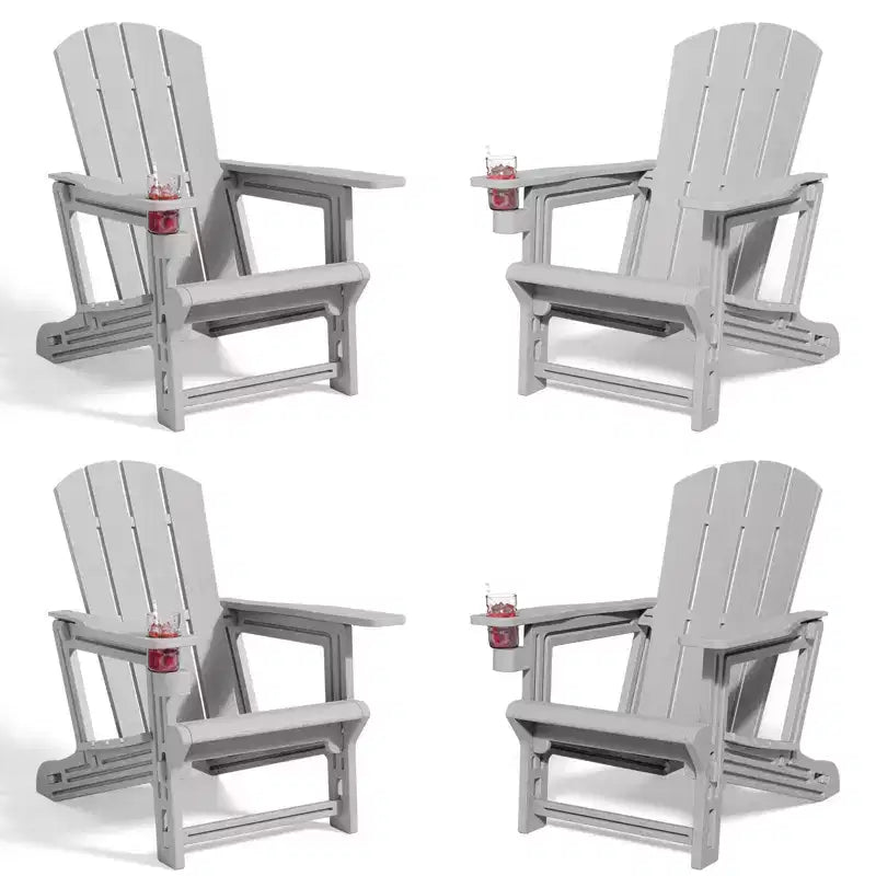 NAYSAYE Patio Chaise Lounge Adirondack Chair 4-Piece Foldable Recliner with Cup Holder 400 LBS Capacity for Backyard Garden, 22.3*30*36.4