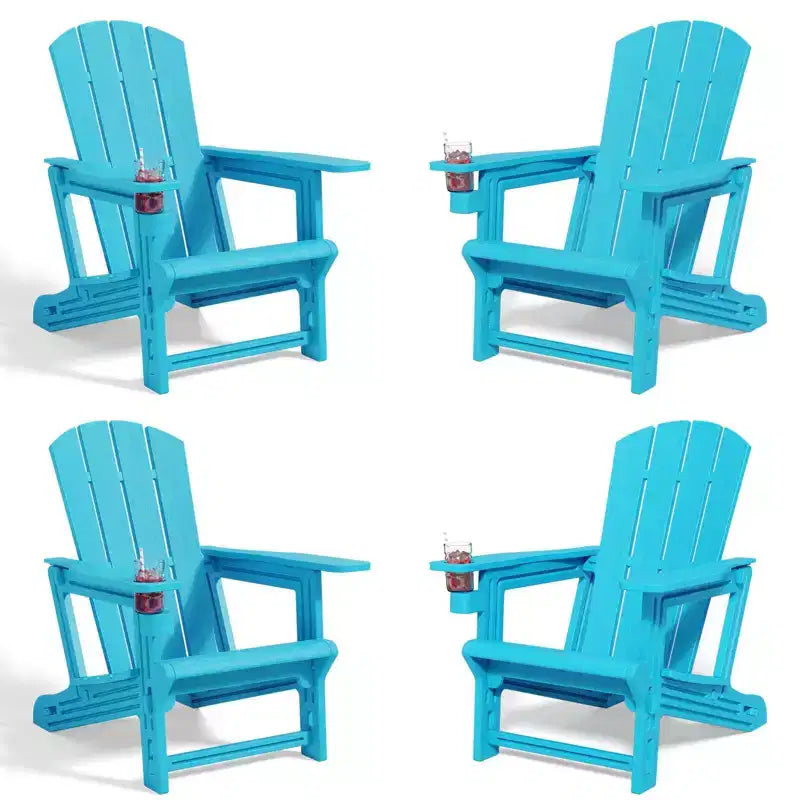 NAYSAYE Set da 4 Pezzi con Sedia a Sdraio Pieghevole Adirondack con Portabicchieri, Capacità 180 kg, per Giardino o Patio, 56,6 x 76,2 x 92,5 cm