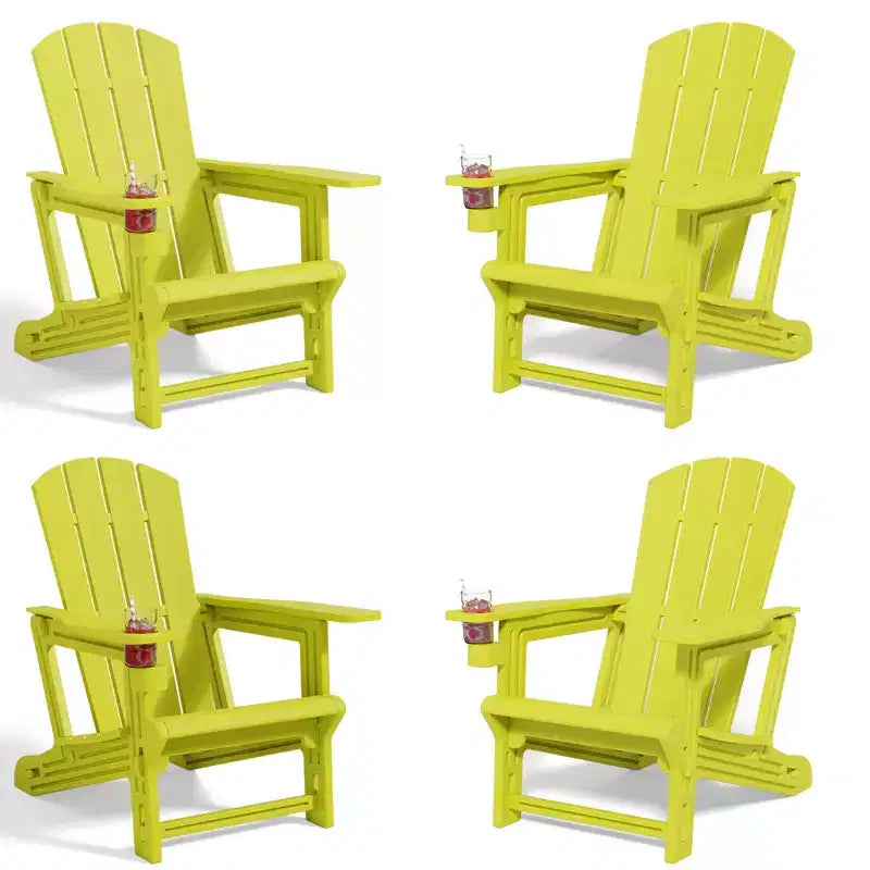 NAYSAYE Set da 4 Pezzi con Sedia a Sdraio Pieghevole Adirondack con Portabicchieri, Capacità 180 kg, per Giardino o Patio, 56,6 x 76,2 x 92,5 cm
