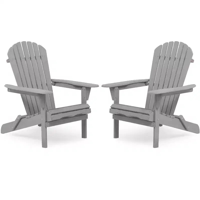 Poltrona Adirondack Okak per esterni con struttura in legno, set da 2, sedia pieghevole da esterno con braccioli fissi, sedie da portico per giardino, prato, cortile