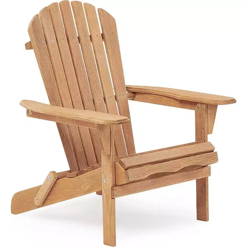 Poltrona Adirondack Okak per esterni con struttura in legno, set da 2, sedia pieghevole da esterno con braccioli fissi, sedie da portico per giardino, prato, cortile