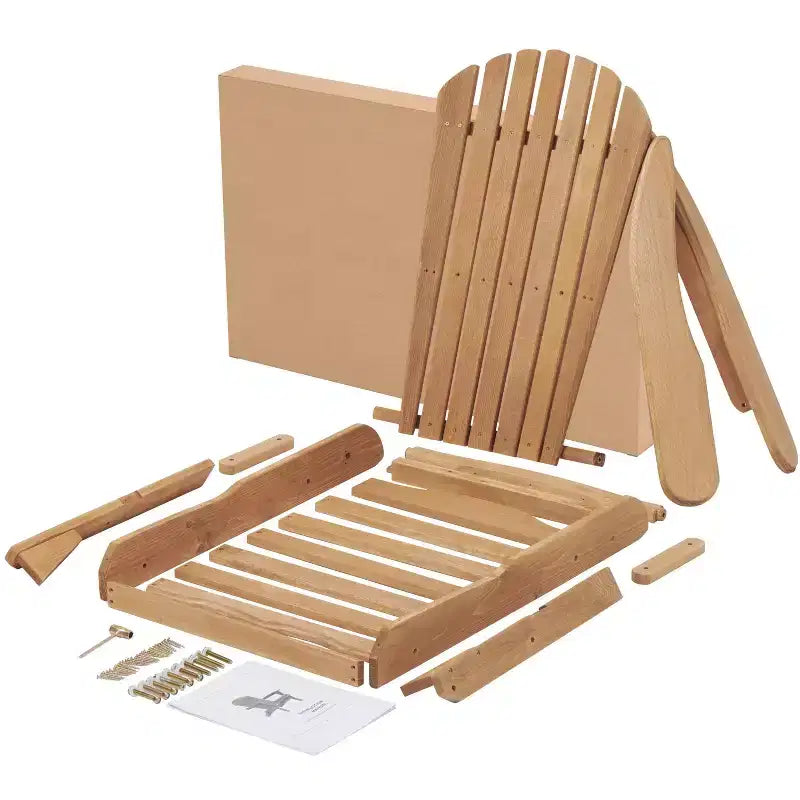Poltrona Adirondack Okak per esterni con struttura in legno, set da 2, sedia pieghevole da esterno con braccioli fissi, sedie da portico per giardino, prato, cortile