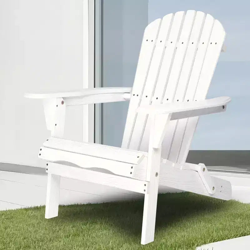 Poltrona Adirondack Okak per esterni con struttura in legno, set da 2, sedia pieghevole da esterno con braccioli fissi, sedie da portico per giardino, prato, cortile