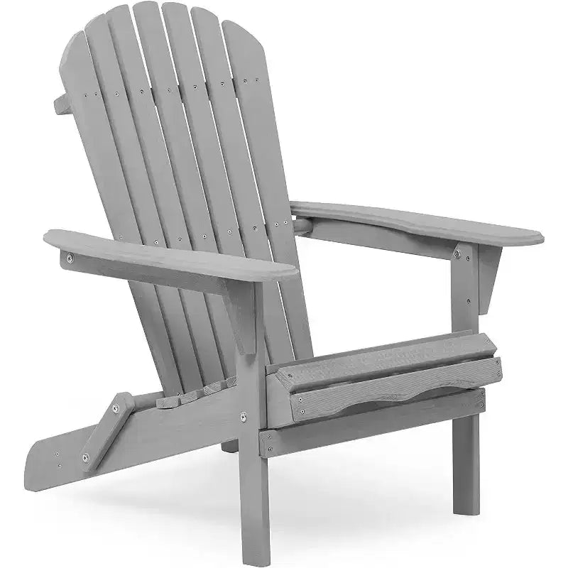 Poltrona Adirondack Okak per esterni con struttura in legno, set da 2, sedia pieghevole da esterno con braccioli fissi, sedie da portico per giardino, prato, cortile
