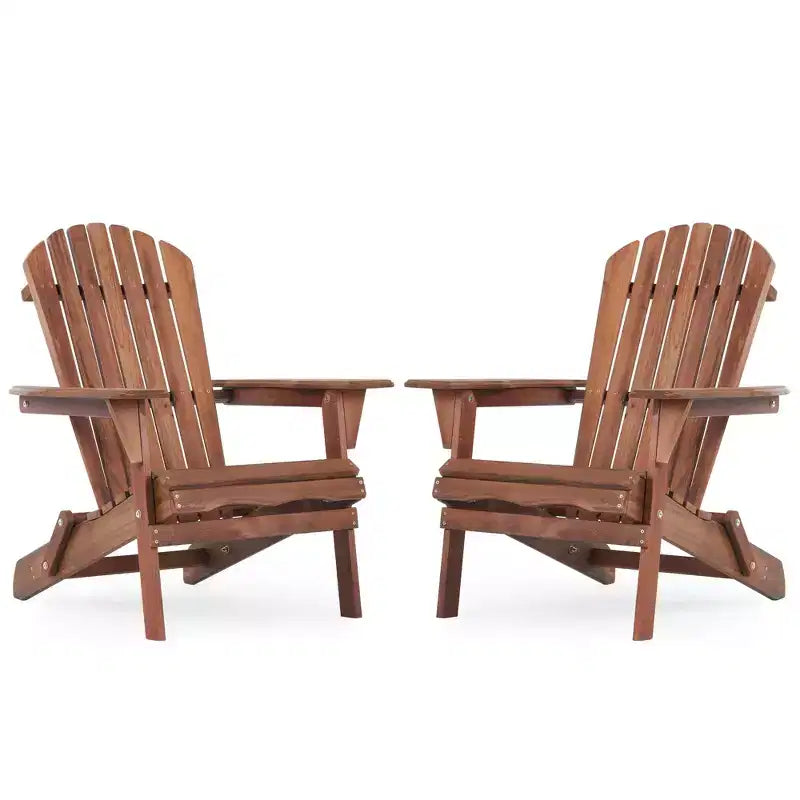 Poltrona Adirondack Okak per esterni con struttura in legno, set da 2, sedia pieghevole da esterno con braccioli fissi, sedie da portico per giardino, prato, cortile