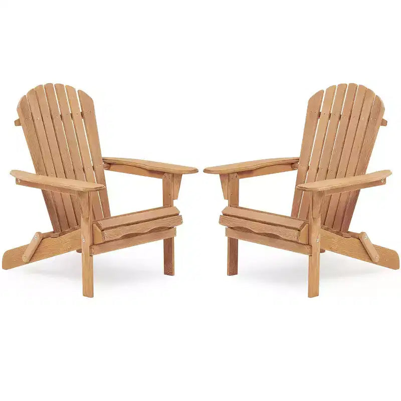 Poltrona Adirondack Okak per esterni con struttura in legno, set da 2, sedia pieghevole da esterno con braccioli fissi, sedie da portico per giardino, prato, cortile