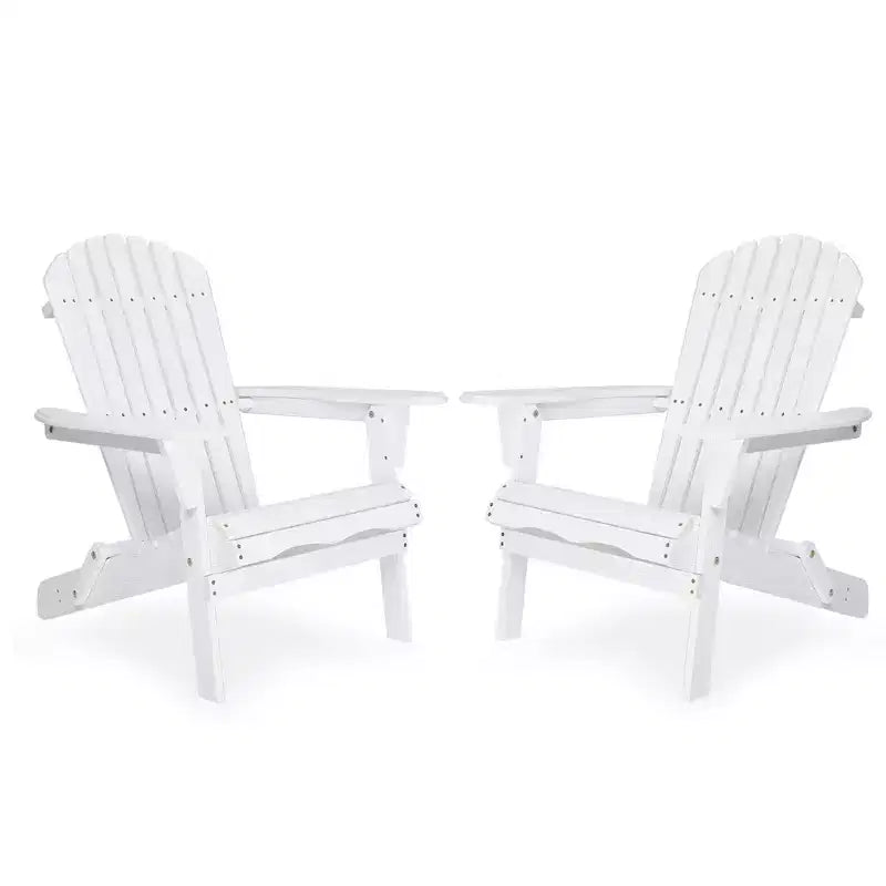 Poltrona Adirondack Okak per esterni con struttura in legno, set da 2, sedia pieghevole da esterno con braccioli fissi, sedie da portico per giardino, prato, cortile