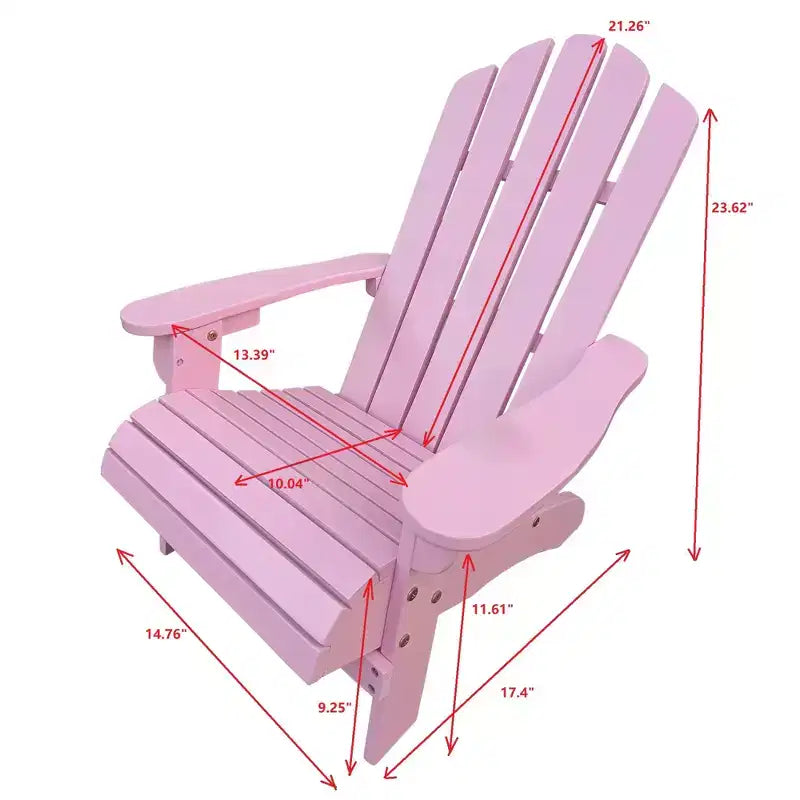 Sedia Adirondack per bambini in legno da esterno o interno, rosa